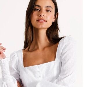 Joie White Eyelet Long Sleeve Top